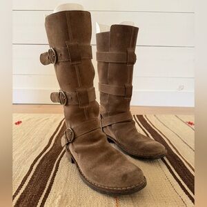 Fiorentini + Baker Tan/Fawn Suede Mid-Calf Combat Boots